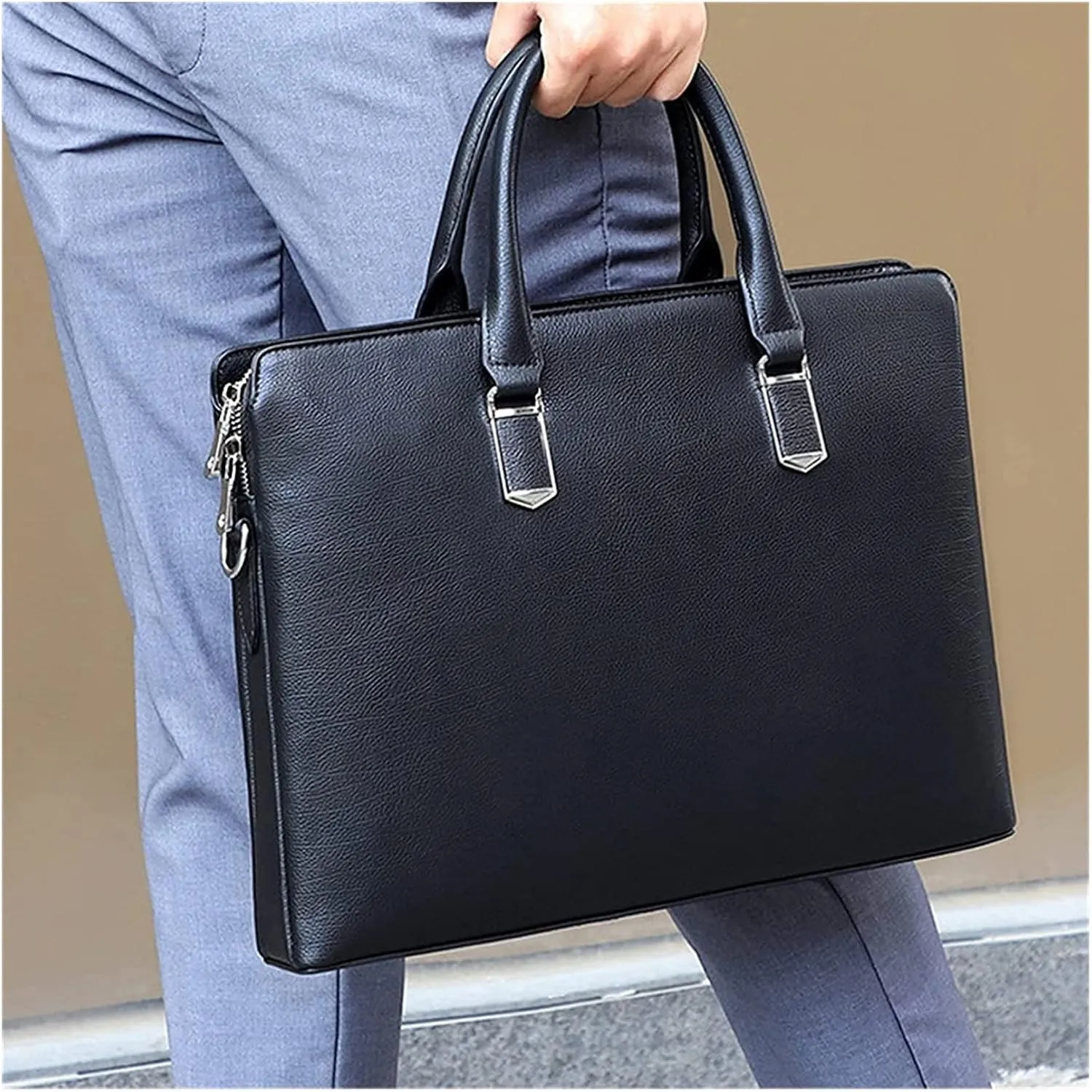 13inch Laptop Portfolio Satchel Slim Business Briefcase Office Crossbody Shoulder Leather Messenger Bag