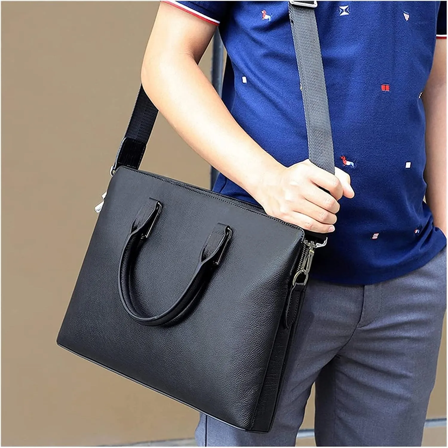 13inch Laptop Portfolio Satchel Slim Business Briefcase Office Crossbody Shoulder Leather Messenger Bag