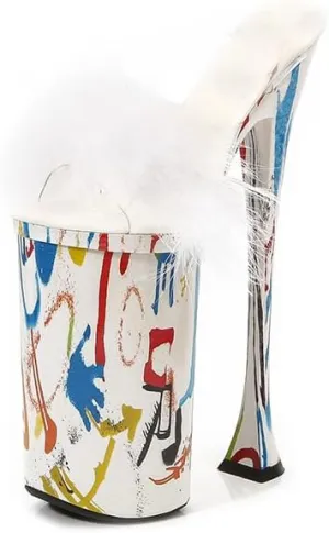 26CM Waterproof Platform High Heels Women's Slippers Graffiti Runway Steel Pipe Dance Shoes