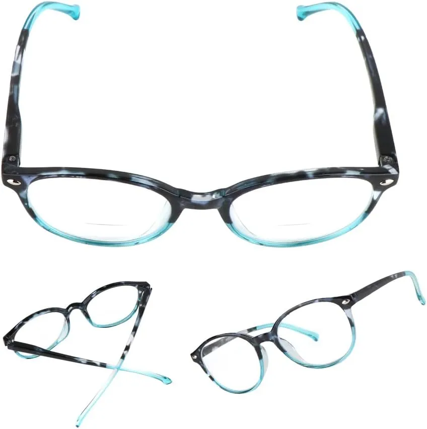 3 Pack Bifocal Reading Glasses for Women Include 1 Bifocal Sunglasses,Spring Hinge Retro Cat-eye Readers Glasses