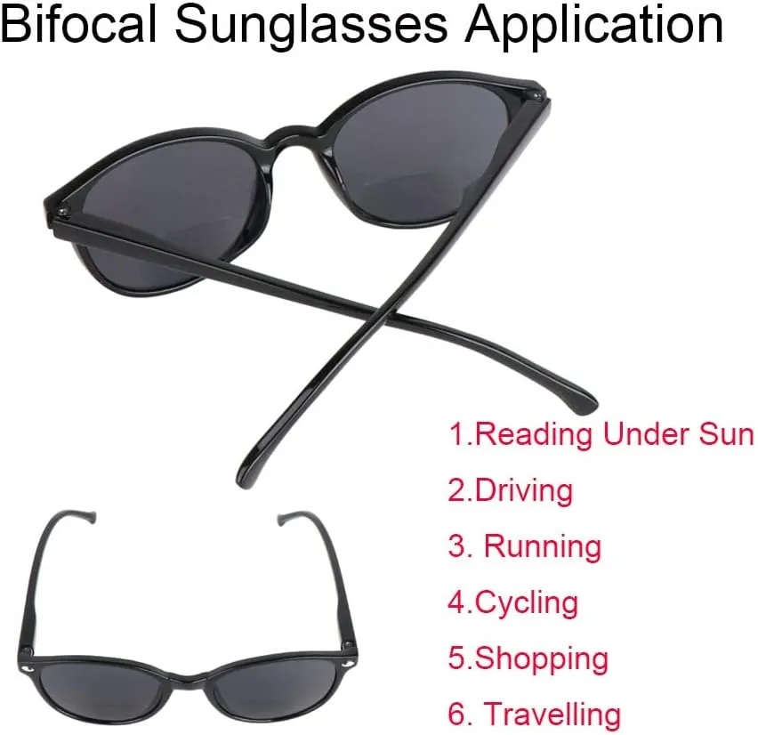 3 Pack Bifocal Reading Glasses for Women Include 1 Bifocal Sunglasses,Spring Hinge Retro Cat-eye Readers Glasses