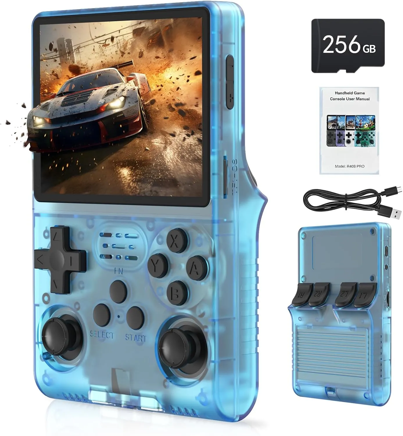 30000 Games in 1 Handheld Game Console R40S PRO 3.5 inch IPS Screen Mini Retro Console 3800mAh Portable Pocket Arcade 45 simulators 256G TF Card