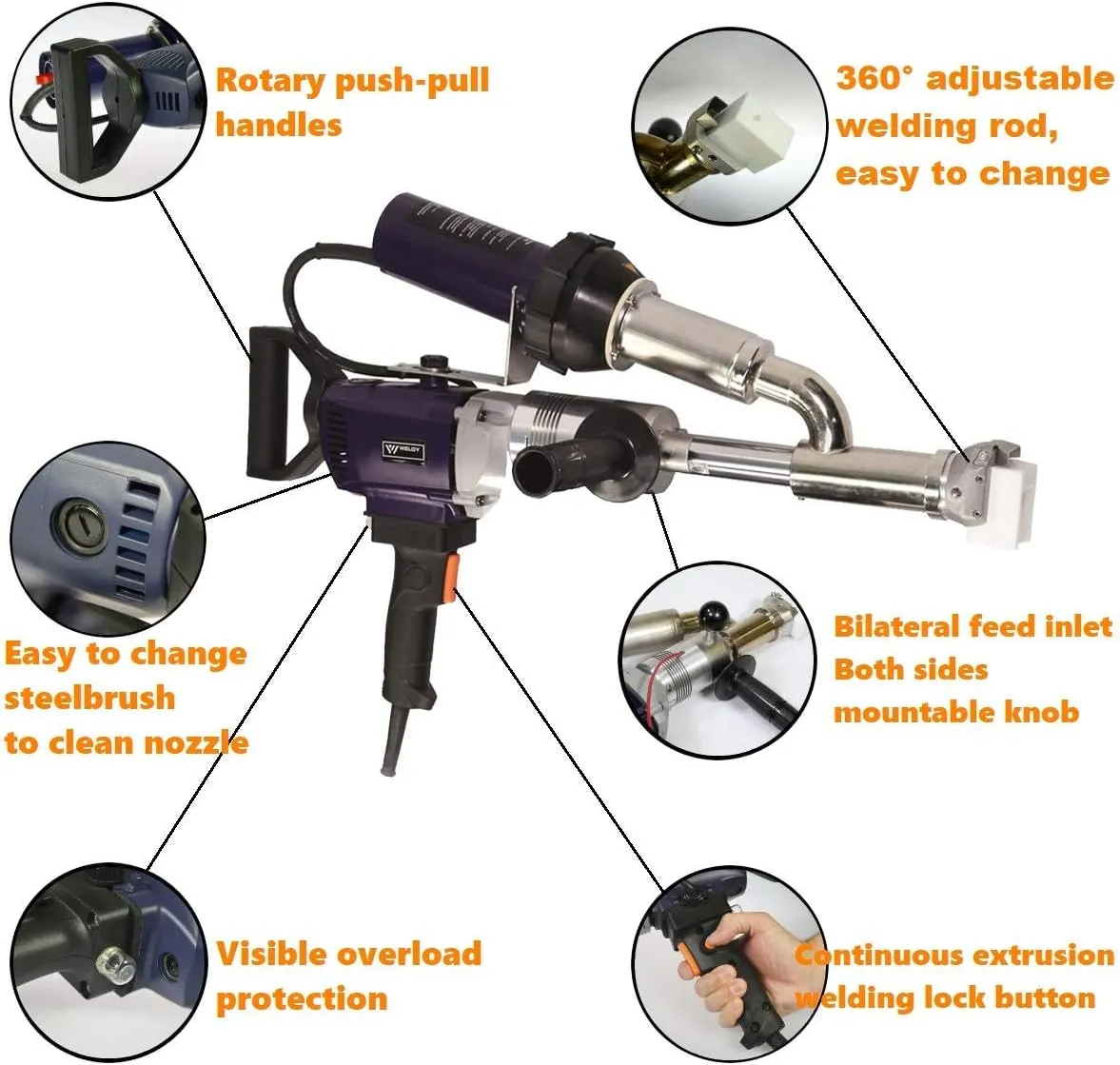 3400W Handheld Plastic Extrusion Welding Machine kit Hot Air Plastic Welder Gun Vinyl Weld Extruder Welder Machine EX2 EX3 (EX3)