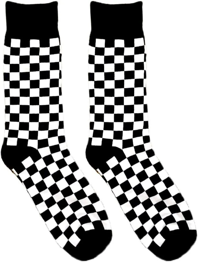 3PK Fashion Men's novelty Socks Checker board crew Socks, Skateboard Socks (Shoe Size 6-12)