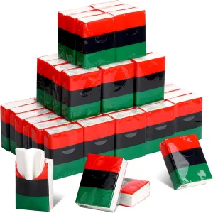 50 Pack Juneteenth Tissue Packs Black History Month Decorations Supplies Goodie Bag Stuffer Juneteenth Pocket Tissue Red Green Paper Napkin for African American Freedom(Red,Black, Green)