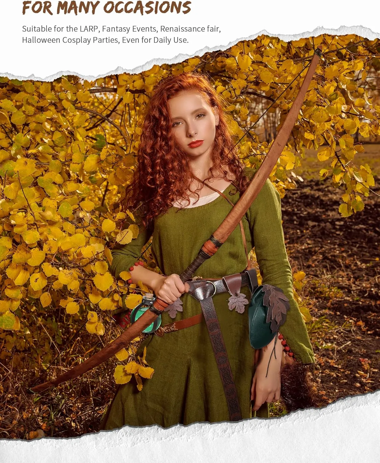 6 Pcs Women Renaissance Accessories Leaf Belt Bag Medieval Viking Belt Potion Bottles Leather Skirt Hikes