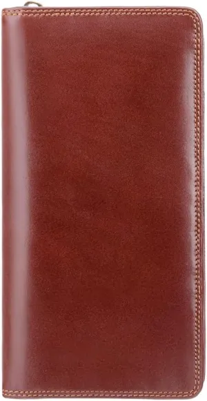728 Large Leather Travel Wallet for Passports, Tickets and Credit Cards (Cognac Brown)