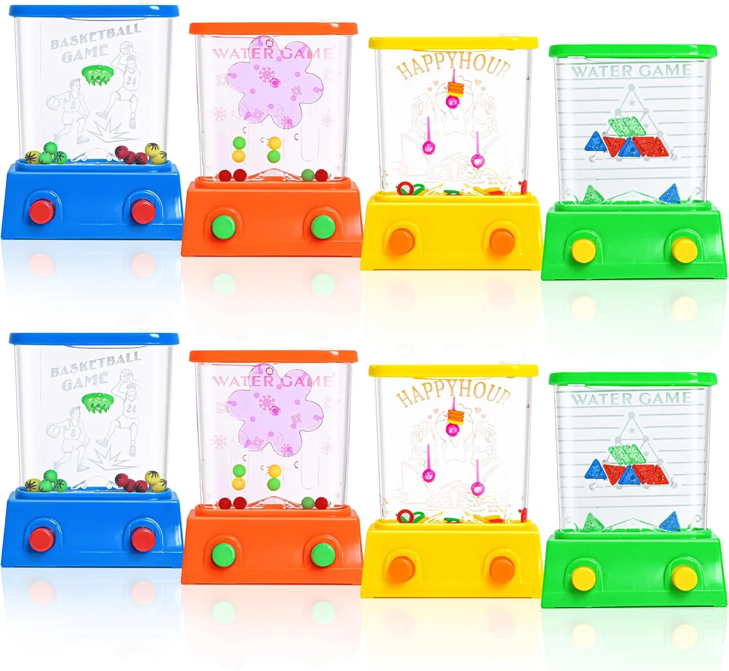 8 Pieces Handheld Water Games -Beach Water Table Water Ring Small Toys- Mini Arcade Retro Pastime Game - Fun Games for Teenagers - Need to add Water (8 PCS Family Edition)