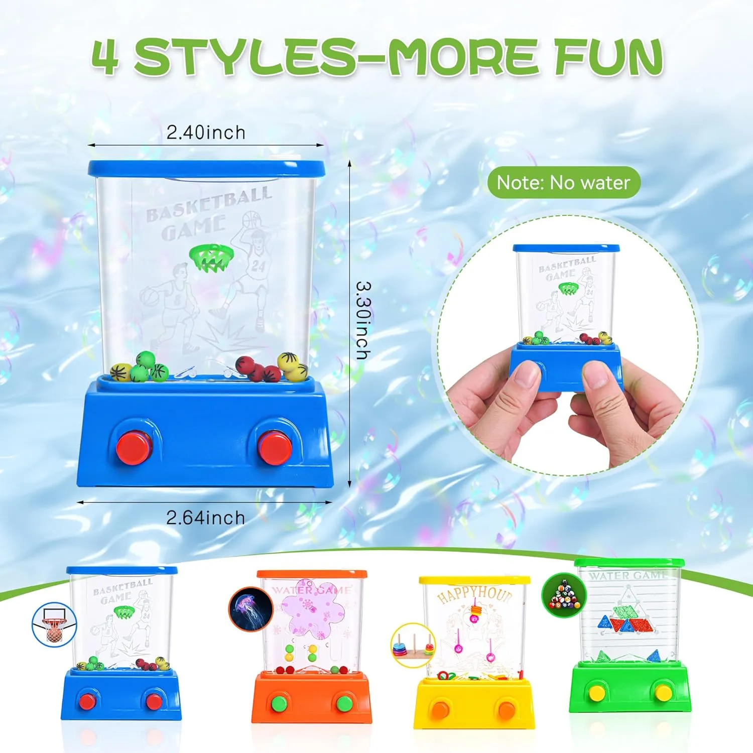 8 Pieces Handheld Water Games -Beach Water Table Water Ring Small Toys- Mini Arcade Retro Pastime Game - Fun Games for Teenagers - Need to add Water (8 PCS Family Edition)