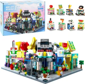 894 PCS Building Blocks City Set for Boys and Girls Ages 6-12: Build 8 Mini Shops | Creative Construction Toy Gift (Birthday Party, Stocking Stuffer, Classroom Prizes)