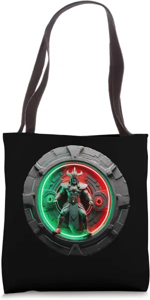a Samurai-warrior stepping thru a star-gate to another realm Tote Bag