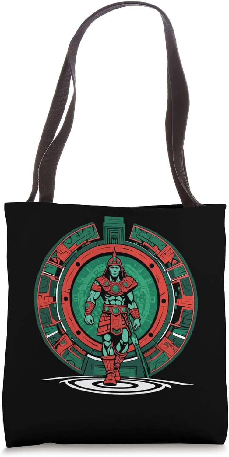 a Samurai-warrior stepping thru a star-gate to another realm Tote Bag