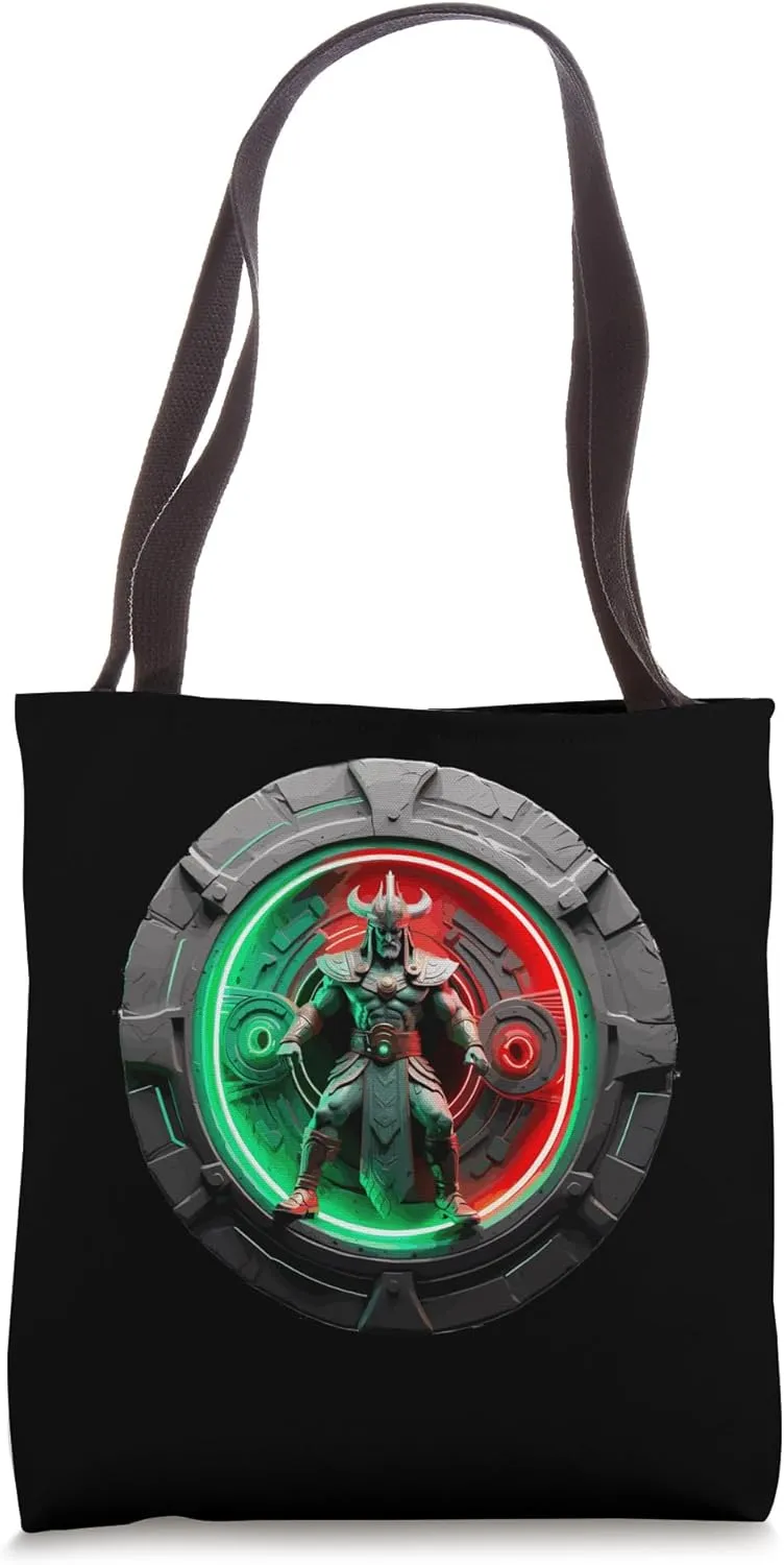 a Samurai-warrior stepping thru a star-gate to another realm Tote Bag