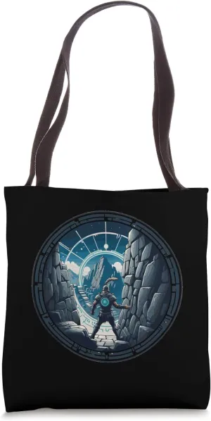 a Samurai-warrior stepping thru a star-gate to another realm Tote Bag