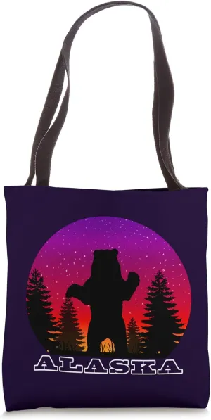 Alaska Beautiful Sky with Grizzly Perfect Alaska Vacation Tote Bag
