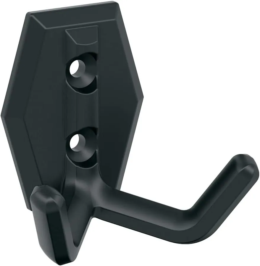Amerock H37008MB | Benton Double Prong Decorative Wall Hook | Matte Black Hook for Coats, Hats, Backpacks, Bags | Hooks for Bathroom, Bedroom, Closet, Entryway, Laundry Room, Office