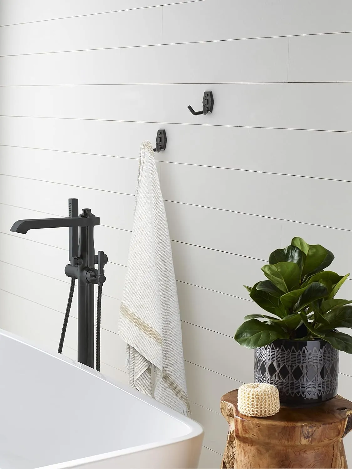 Amerock H37008MB | Benton Double Prong Decorative Wall Hook | Matte Black Hook for Coats, Hats, Backpacks, Bags | Hooks for Bathroom, Bedroom, Closet, Entryway, Laundry Room, Office