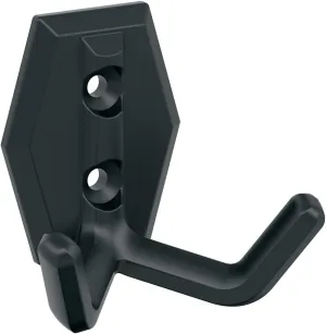 Amerock H37008MB | Benton Double Prong Decorative Wall Hook | Matte Black Hook for Coats, Hats, Backpacks, Bags | Hooks for Bathroom, Bedroom, Closet, Entryway, Laundry Room, Office