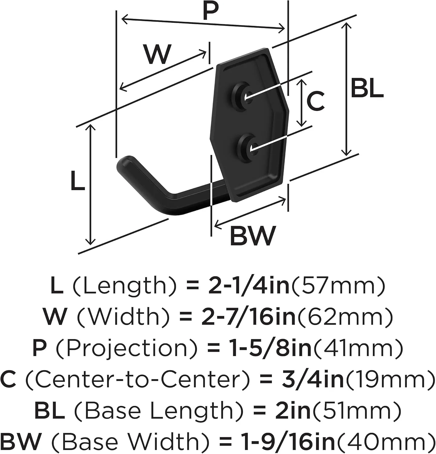 Amerock H37008MB | Benton Double Prong Decorative Wall Hook | Matte Black Hook for Coats, Hats, Backpacks, Bags | Hooks for Bathroom, Bedroom, Closet, Entryway, Laundry Room, Office