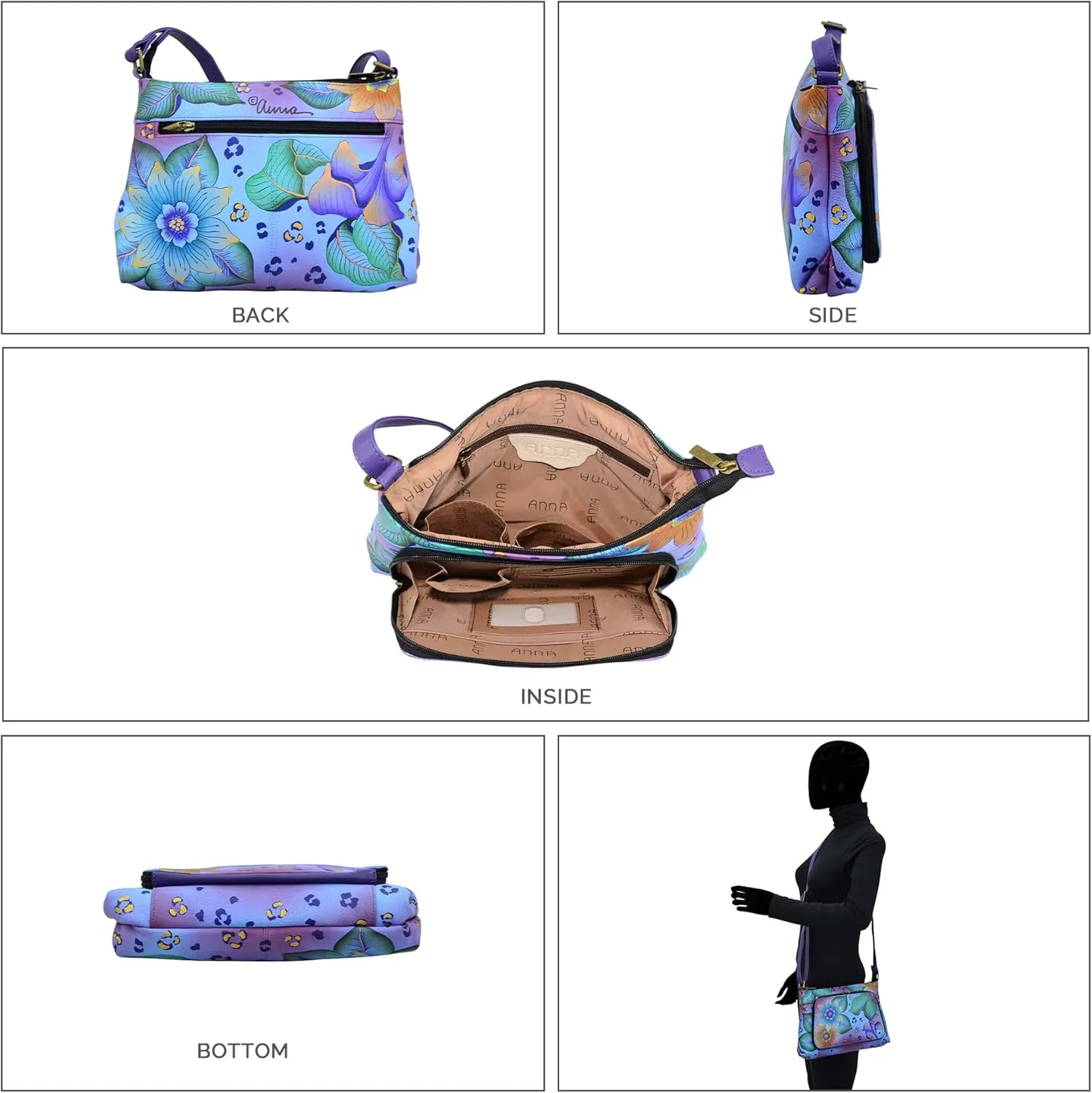 Anna by Anuschka Crossbody Organizer Bag-Leather