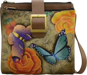 Anna by Anuschka Genuine Leather Travel Organizer, Triple Compartment - Hand-Painted Original Artwork