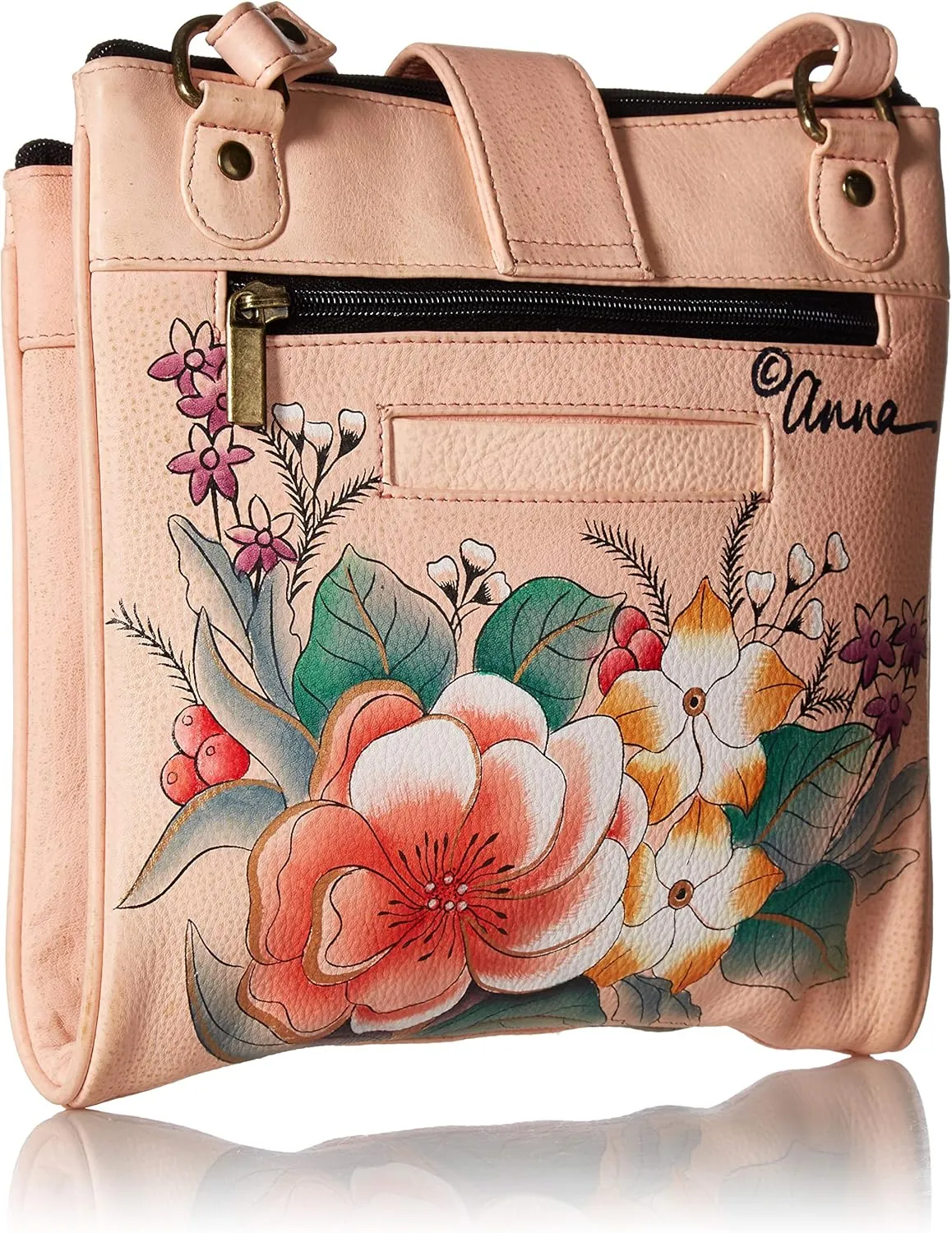 Anna by Anuschka Genuine Leather Travel Organizer, Triple Compartment - Hand-Painted Original Artwork