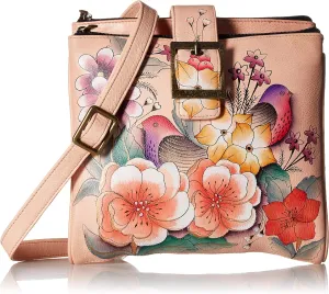 Anna by Anuschka Genuine Leather Travel Organizer, Triple Compartment - Hand-Painted Original Artwork