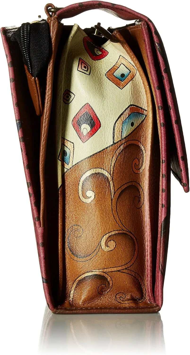 Anna by Anuschka Hand Painted Leather Women's Flap Crossbody Organizer
