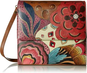 Anna by Anuschka Hand Painted Leather Women's Flap Crossbody Organizer