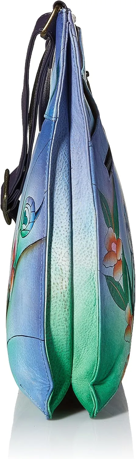 Anna by Anuschka Hand Painted Leather Women's V Top Large Crossbody