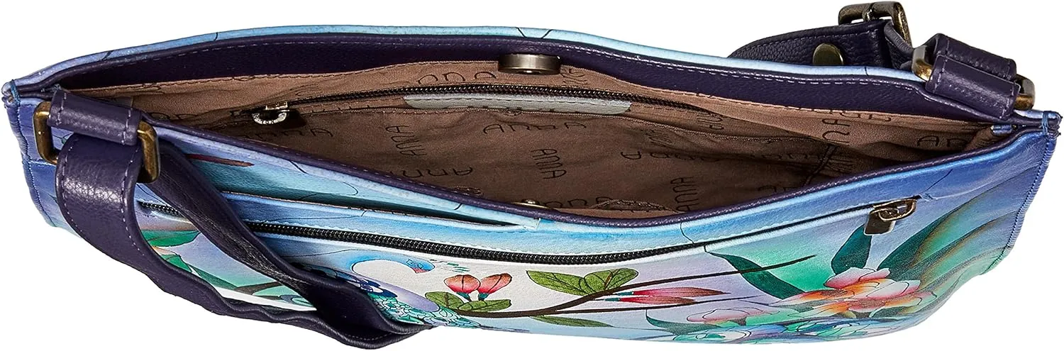 Anna by Anuschka Hand Painted Leather Women's V Top Large Crossbody