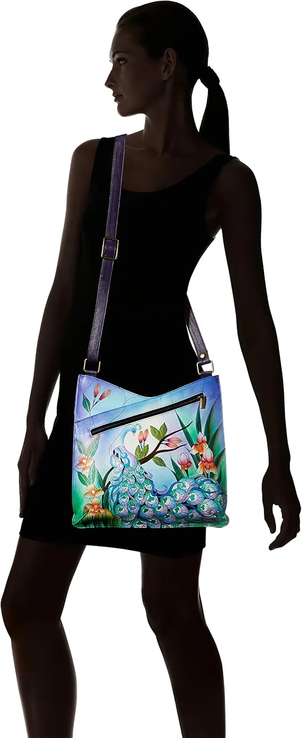 Anna by Anuschka Hand Painted Leather Women's V Top Large Crossbody