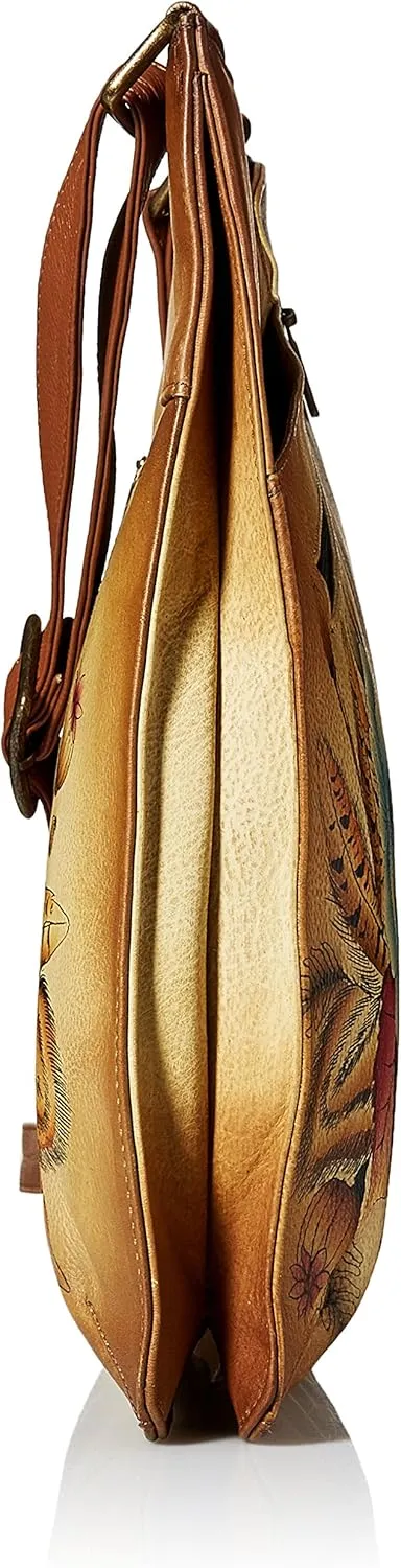 Anna by Anuschka Hand Painted Leather Women's V Top Large Crossbody