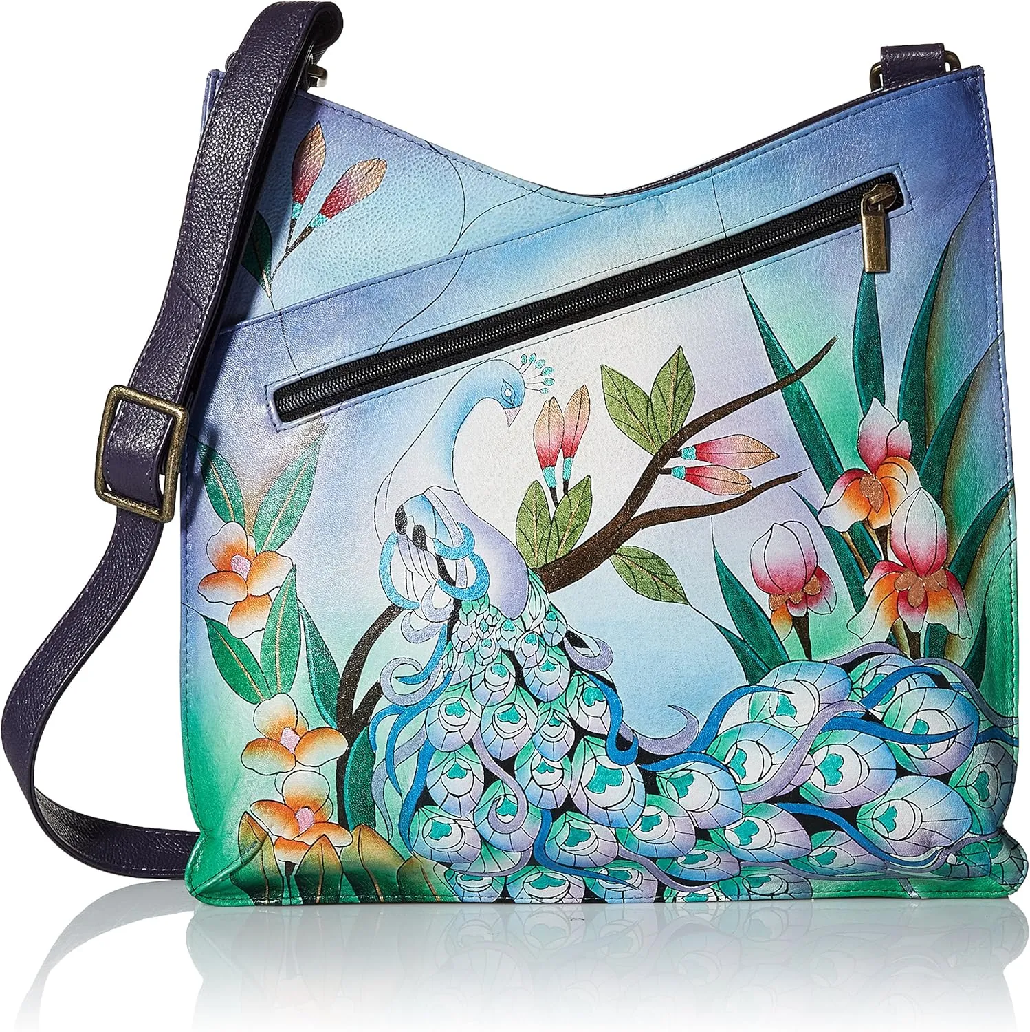 Anna by Anuschka Hand Painted Leather Women's V Top Large Crossbody