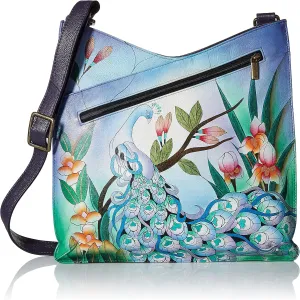 Anna by Anuschka Hand Painted Leather Women's V Top Large Crossbody