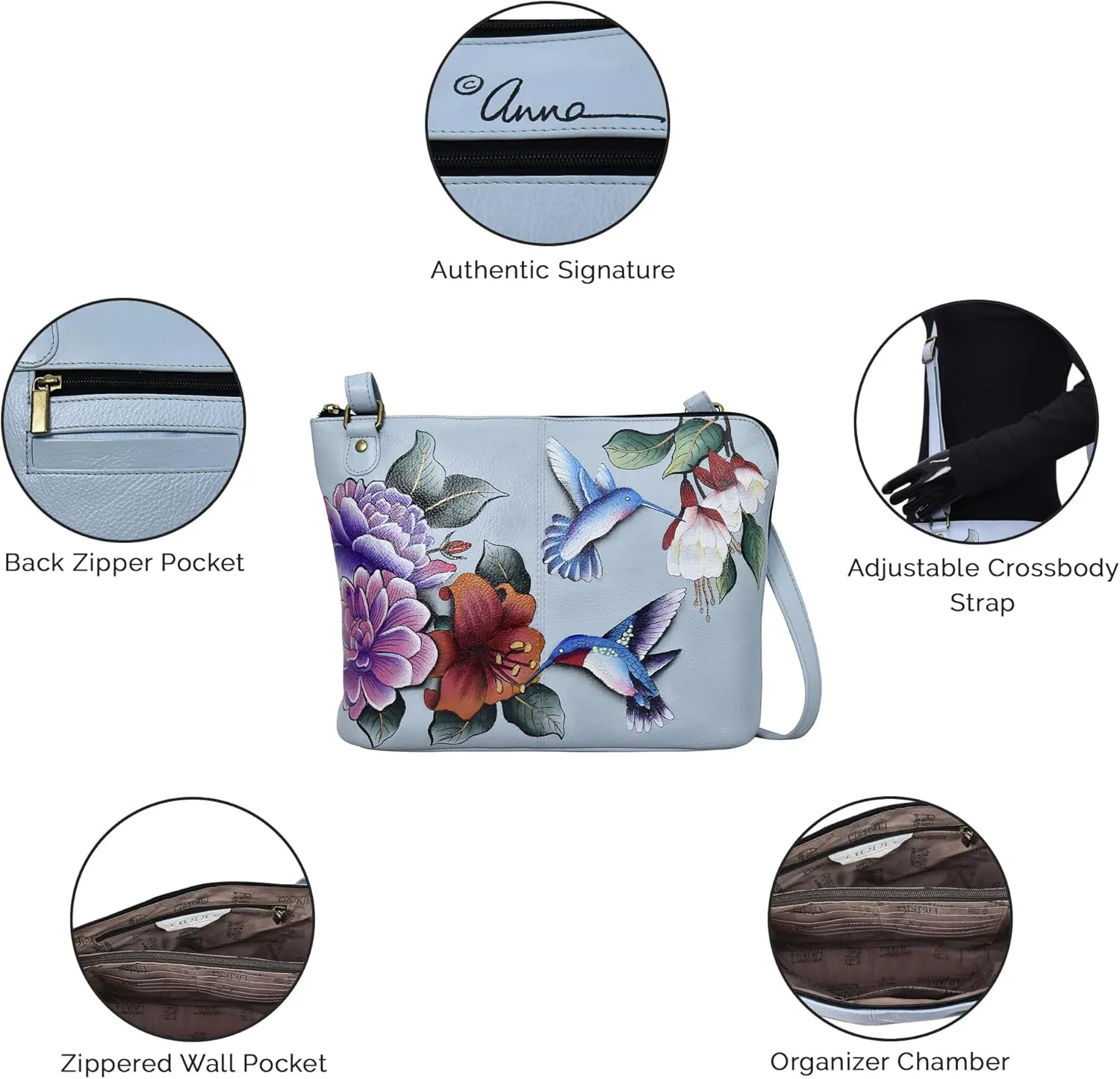 Anna by Anuschka Hand Painted Women’s Genuine Leather-Two-Sided Zip Travel Organizer