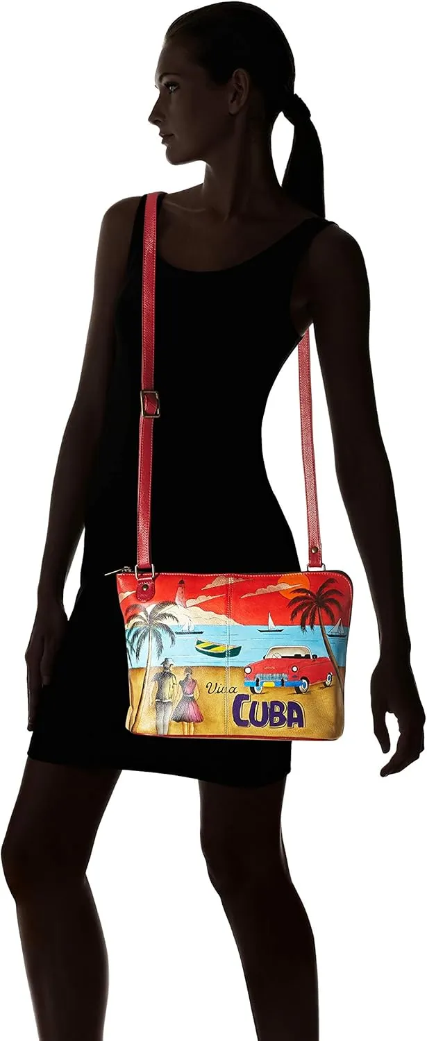 Anna by Anuschka Hand Painted Women’s Genuine Leather-Two-Sided Zip Travel Organizer