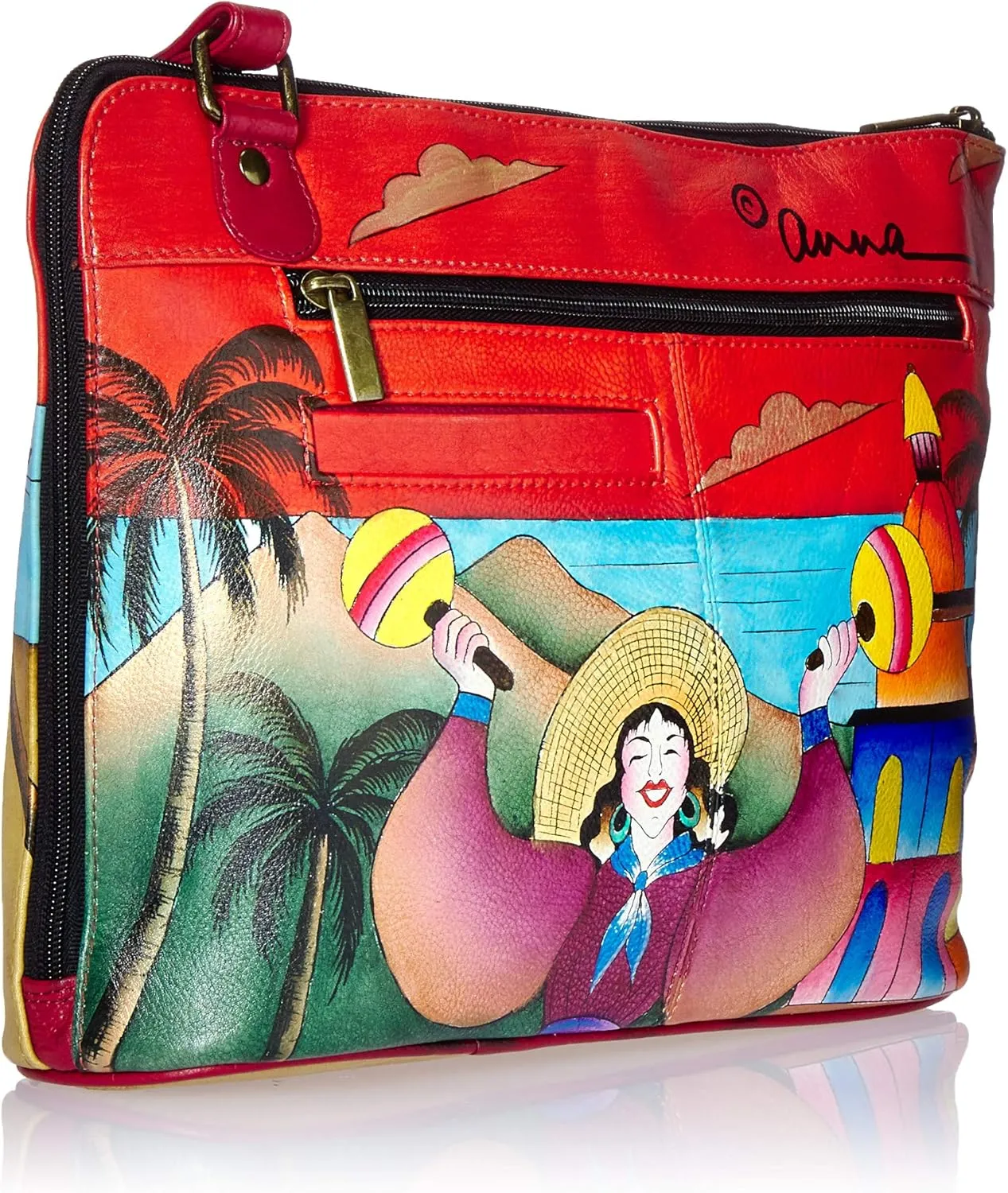 Anna by Anuschka Hand Painted Women’s Genuine Leather-Two-Sided Zip Travel Organizer