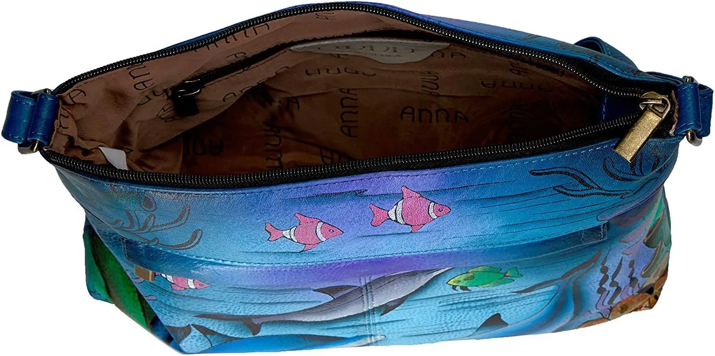Anna by Anuschka Women Hand Painted Leather Medium Crossbody