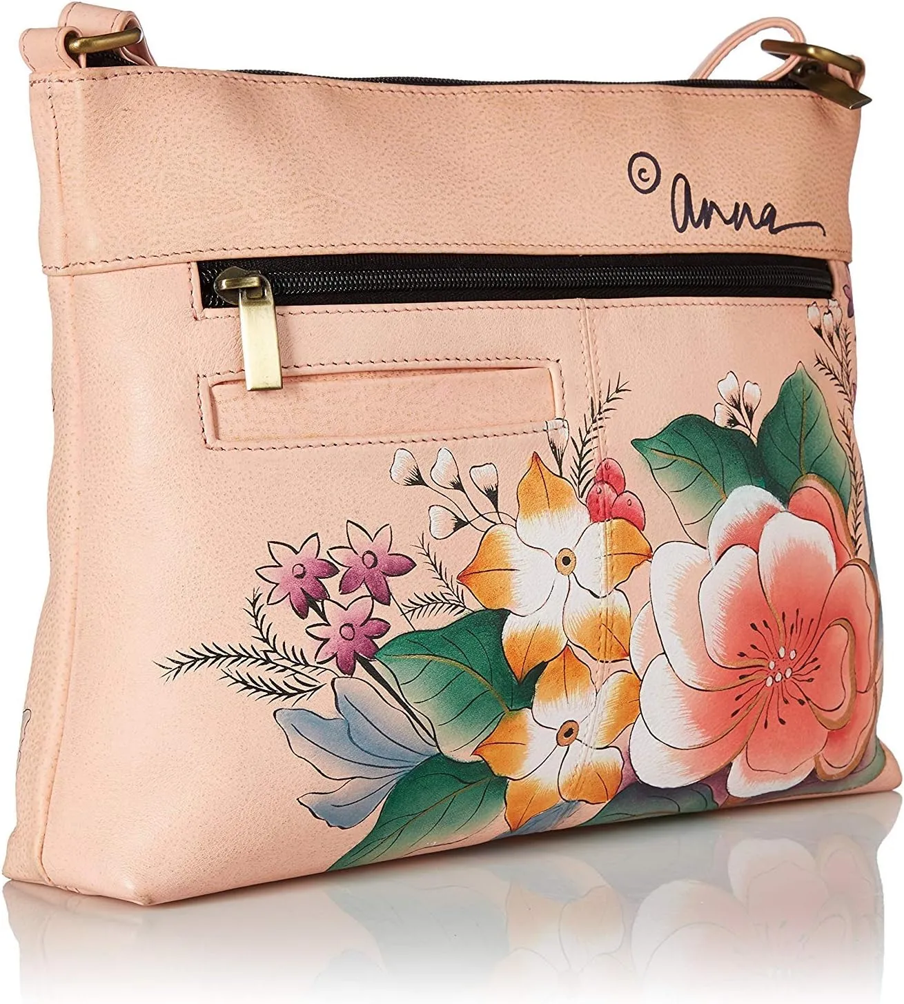 Anna by Anuschka Women Hand Painted Leather Medium Crossbody
