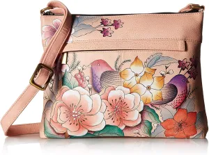 Anna by Anuschka Women Hand Painted Leather Medium Crossbody