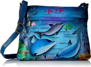 Anna by Anuschka Women Hand Painted Leather Medium Crossbody