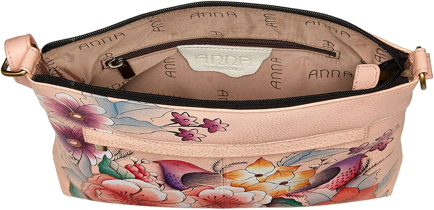 Anna by Anuschka Women Hand Painted Leather Medium Crossbody