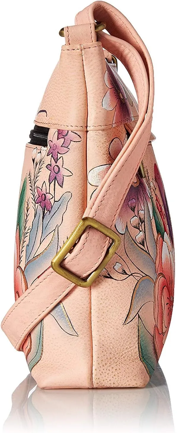 Anna by Anuschka Women Hand Painted Leather Medium Crossbody