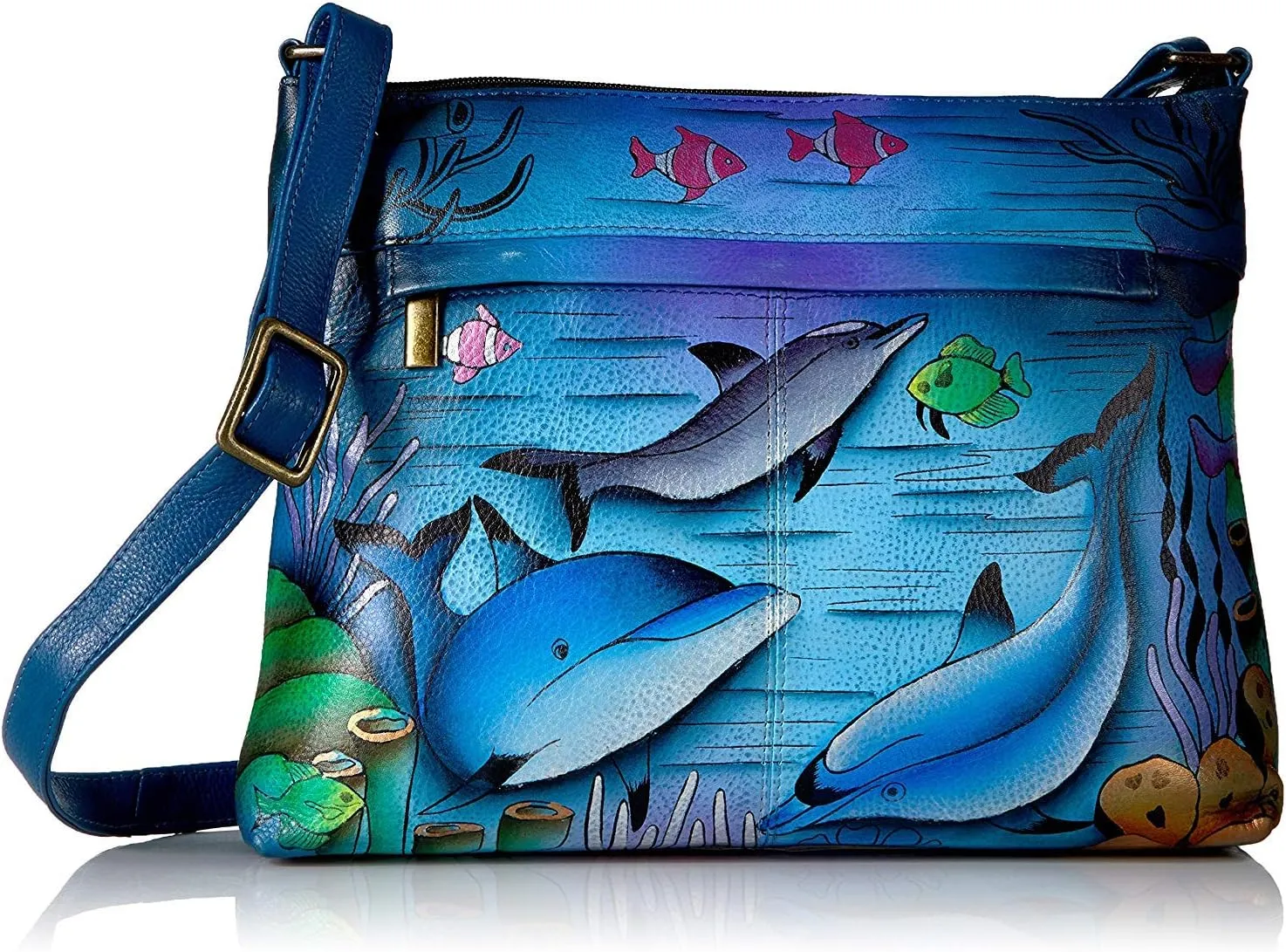 Anna by Anuschka Women Hand Painted Leather Medium Crossbody