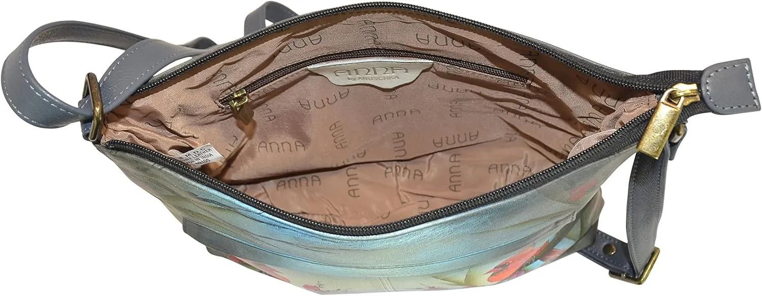 Anna by Anuschka Women Hand Painted Leather Medium Crossbody