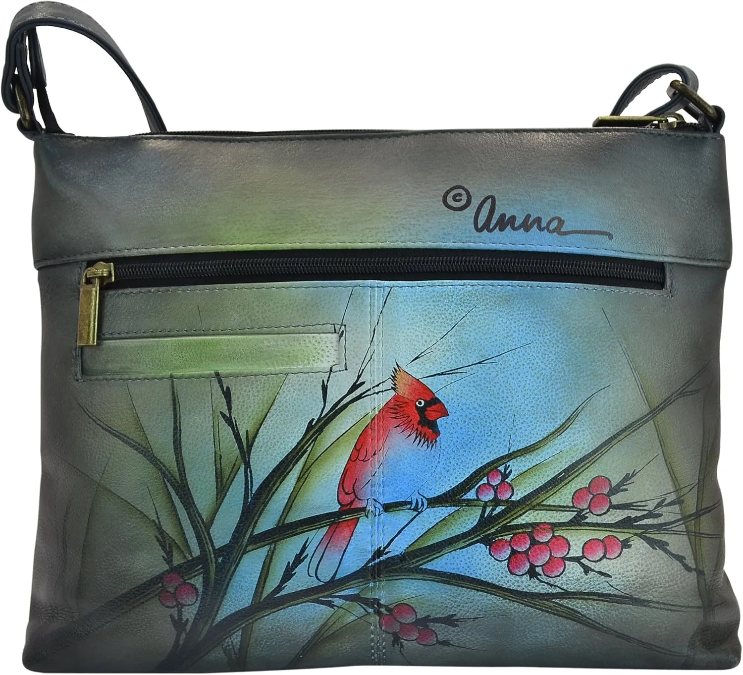 Anna by Anuschka Women Hand Painted Leather Medium Crossbody
