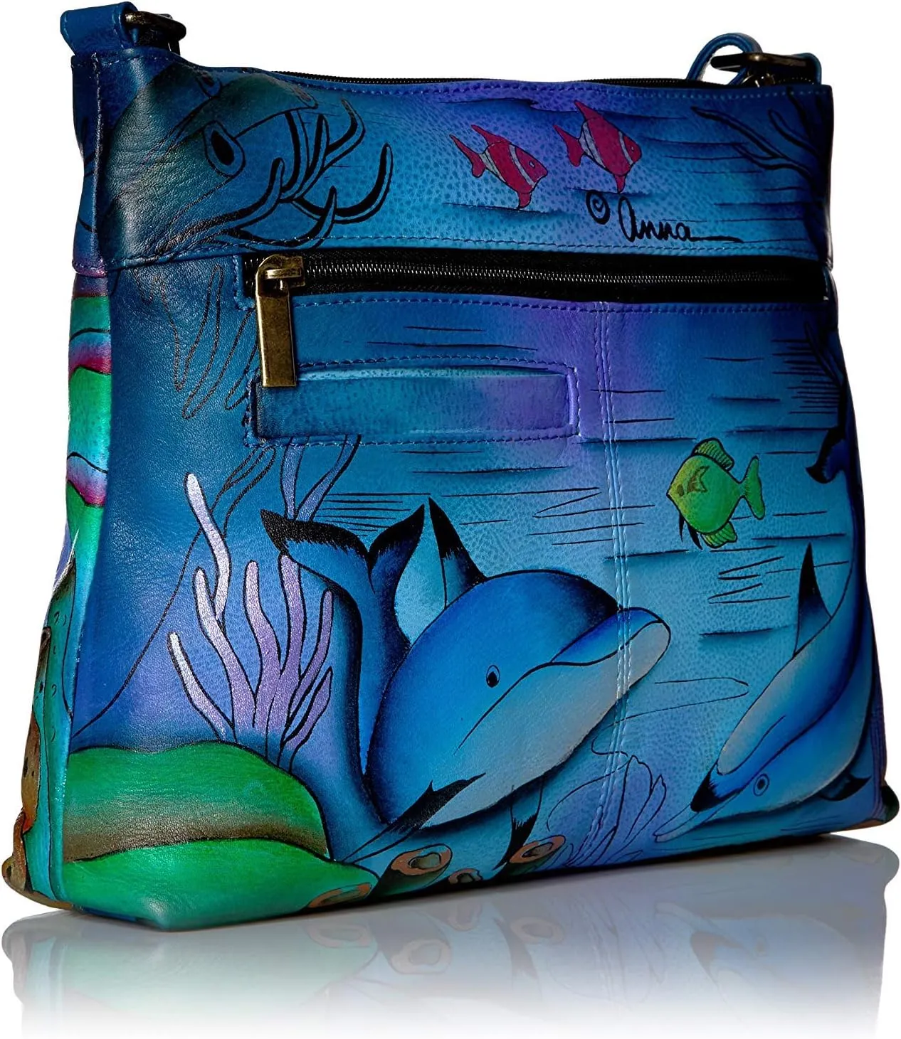 Anna by Anuschka Women Hand Painted Leather Medium Crossbody