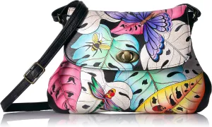 Anna by Anuschka womens Anna Anuschka, Handpainted Leather Medium Flap Body-lovely Leaves Cross Body Handbag, Lovely Leaves, One Size US