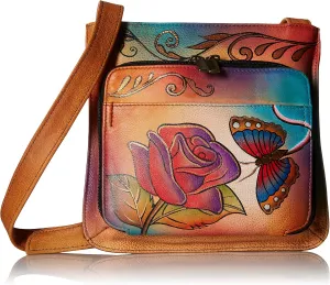 Anna by Anuschka Women's Genuine Leather Large Cross-Body Handbag | Zip-Top Multi-Compartment Organizer